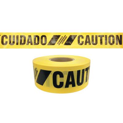 Presco Reinforced Barricade Tape, 3 in W x 500 ft L , Caution/Cuidado, Yellow, SBR35XY13