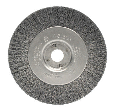 Weiler® Narrow Face Crimped Wire Wheel, 4 in D x 1/2 in W, .006 in Steel Wire, 6,000 rpm, 00104