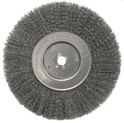 Weiler® Narrow Face Crimped Wire Wheel, 10 in D, .0104 Steel Wire, 01238
