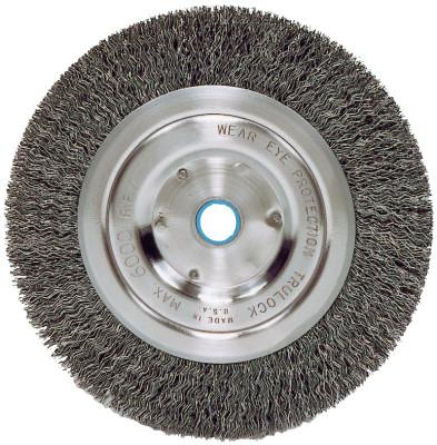 Weiler® Medium-Face Crimped Wire Wheel, 6 in D x 5/8 in W, .014 in Steel Wire, Retail Pk, 02325P