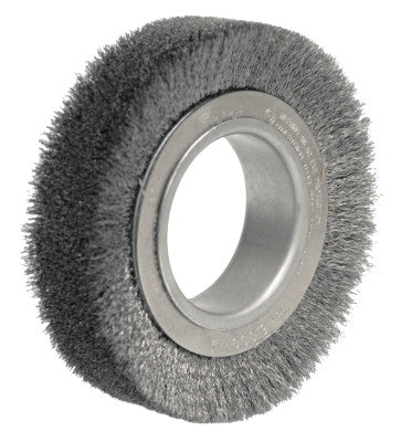 Weiler® Wide-Face Crimped Wire Wheel, 4 1/2 in Dia. x 1 1/4 in W, 0.0118 in Steel, 6,000 rpm, 03010