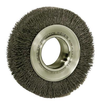 Weiler® Wide-Face Crimped Wire Wheel, 6 in Dia. x 1 1/4 in W, 6,000 rpm, 03040
