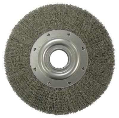 Weiler® Wide-Face Crimped Wire Wheel, 12 in Dia. x 2 in W, 0.014 in Steel, 3,000 rpm, 03230