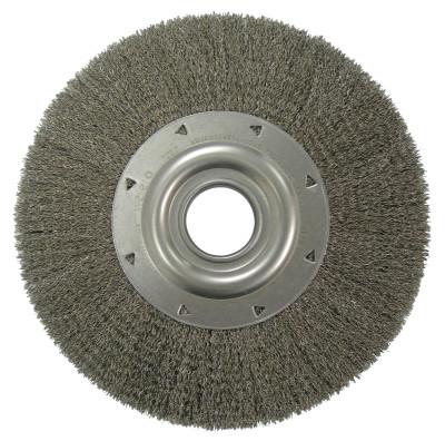 Weiler® Wide-Face Crimped Wire Wheel, 12 in Dia. x 1 3/4 in W, 0.02 in Steel, 3,000 rpm, 03240