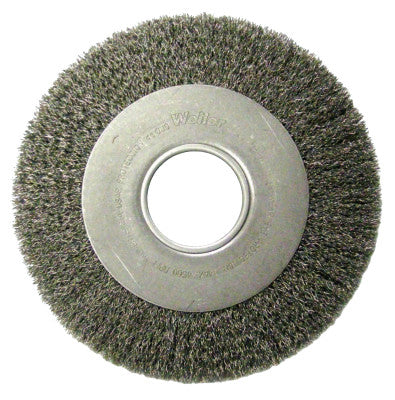 Weiler® Medium-Face Crimped Wire Wheel, 8 in D x 1 in W, .0118 in Steel Wire, 4,000 rpm, 06110