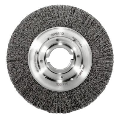 Weiler® Medium Crimped Wire Wheel, 10 in D x 1 1/8 in W, .02 in Steel Wire, 3,600 rpm, 06170