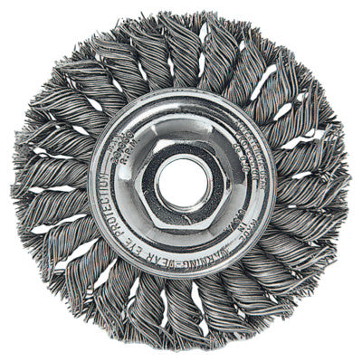 Weiler® Standard Twist Knot Wheel, 4 in D x 1/2 W, .02 Wire, 5/8 in-11 UNC Nut, Retail, 13113P