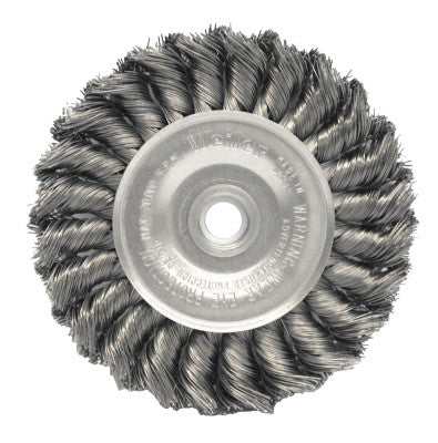 Weiler® Standard Twist Knot Wire Wheel, 4 in D x 1/2 in W, .0118 in Stainless Steel, 08284