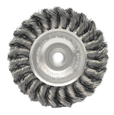 Weiler® Standard Twist Knot Wire Wheel, 4 D x 1/2 W, .014 Stainless Steel, 1/2-3/8 Arbor, 08294