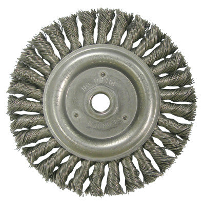 Weiler® Roughneck® Stringer Bead Wheel, 6 in D x 1/2 W, 30 Knots, .023 Wire, 12,500 rpm, 08916