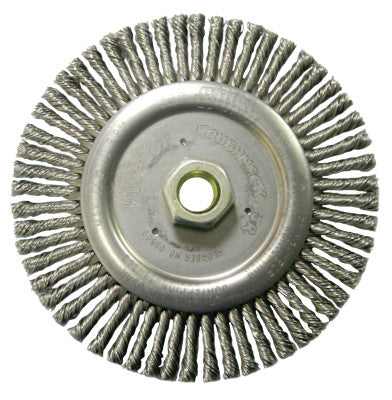 Weiler® Roughneck® Stringer Bead Wheel, 6 in D x 3/16 W, .02 Stainless Wire, 12,500 rpm, 09500