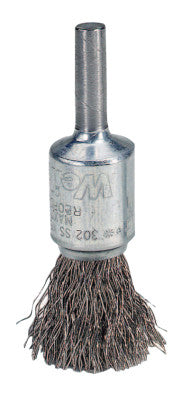 Weiler® Crimped Wire Solid End Brushes, Steel, 25,000 rpm, 1/2" x 0.006", 10001