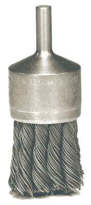 Weiler® Knot Wire End Brush, Stainless Steel, 20,000 rpm, 3/4 in Dia, 1-1/8 in x .006 Trim, 10220