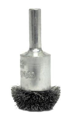 Weiler® Stem-Mounted Circular Flared End Brush, Stainless Steel, 2-3/4 in x 0.008 in, 16,000 rpm, 10048