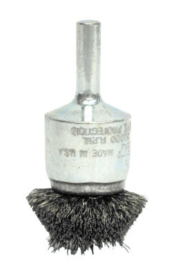 Weiler® Stem-Mounted Circular Flared End Brush, Stainless Steel, 1-1/2 in x 0.006 in, 20,000 rpm, 10045