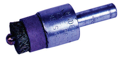 Weiler® Stem-Mounted Pilot Bonding Brush, Stainless Steel, 1/2 in x 0.004 in, 20,000 rpm, 1/8 in dia Pilot, 10057