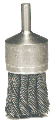 Weiler® Knot Wire End Brushes, Stainless Steel, 1 1/8 in Dia, 1 in x .006 Trim, 10142
