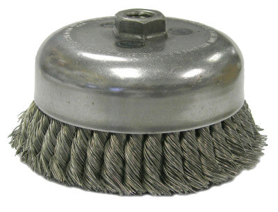 Weiler® Single Row Heavy-Duty Knot Wire Cup Brush, 3-1/2 in Dia., M14 x 2, .023 Steel, 13152