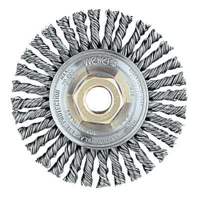 Weiler® Roughneck® Stringer Bead Wheel, 4 in D x 3/16 W, .02 Wire, 3/8 in-24 UNF Arbor, 13135