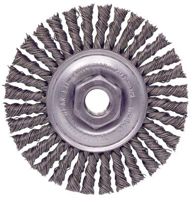 Weiler® Roughneck Stringer Bead Twist Knot Wire Wheels, 4 in D, 1/2 in - 13 UNC, 13137