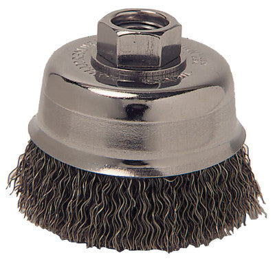 ORS Nasco Crimped Wire Cup Brush, 6 in Dia., 5/8-11 Arbor, 0.014 in Carbon Steel, 6CC58