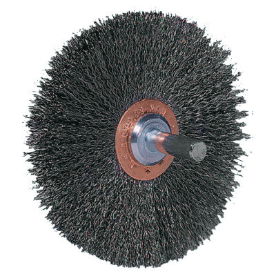 Weiler® Stem-Mounted Wide Conflex Brush, 3 in D x 1 W, .008 Stainless Steel, 20,000 rpm, 17637