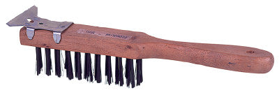 Weiler® Heavy-Duty Scratch Brush/Scraper 11-1/2 in, 4X11 Rows, Steel Wire Bristle, Straight Wood, 25211