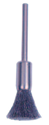 Weiler® Miniature Stem-Mounted End Brushes, Steel, 25,000 rpm, 5/16" x 0.005", 26113