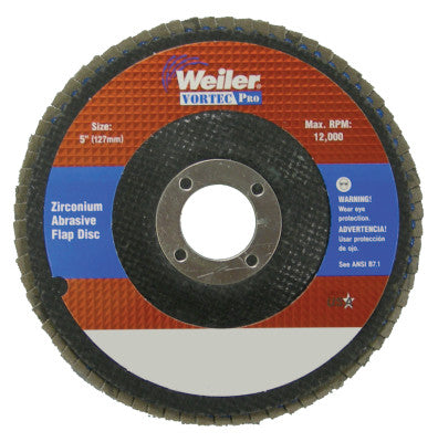 Weiler® 5" Vortec Pro Abrasive Flap Disc, Angled, Phenolic Back, 31356