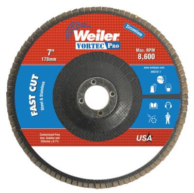 Weiler® 7" Abrasive Flap Disc, Flat, Phenolic Backing, 31414