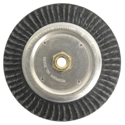 Weiler® Polyflex® Stringer Bead Twist Knot Wire Wheel, 7 in D x 3/16 in W, .02 in Steel, 35600