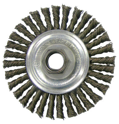 Weiler® Vortec Pro Knot Wire Wheel, 4 in Dia, .02in Carbon Steel Wire, 5/8 in - 11 Arbor, 36018