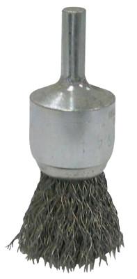 Weiler® Vortec Pro Stem Mounted Crimped Wire End Brushes, SS, 3/4in, .006 Wire, 22000rpm, 36283