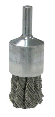 Weiler® Vortec Pro Stem Mtd Knot Wire End Brushes, Carbon, 3/4 in Dia, .02 Wire, 36050