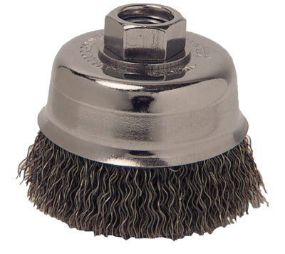 Weiler® Vortec Pro Crimped Wire Cup Brush, 3 1/2" Dia, 5/8-11, 0.014" Steel, Display, 36068