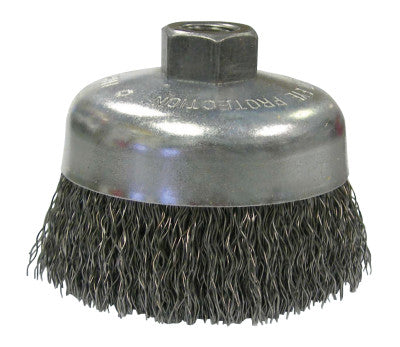 Weiler® Vortec Pro Knot Wire Cup Brush, 5 in Dia., 5/8-11 Arbor, .023 in Carbon Steel, 36070