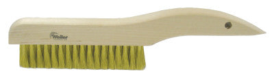 Weiler® Plater's Brushes, 13 in, 3 X 19 Rows, Brass Wire, Curved Wood Handle, 44118