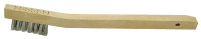 Weiler® Small Hand Scratch Brush, 7-3/4 in, 3 X 7 Rows, Stainless Steel Bristle, Wood Handle, 44551