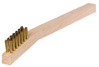 Weiler® Small Hand Scratch Brushes, 7 1/2 in, Straight Brass Wire, Wood Handle, 44810