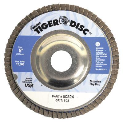 Weiler® Tiger Disc Angled Style Flap Discs, 5 in, 60 Grit, 7/8 Arbor, Aluminum Back, 50524