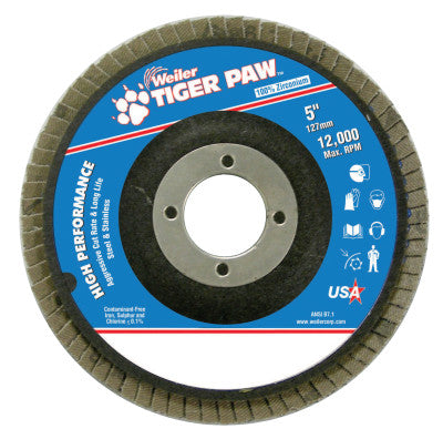 Weiler® Tiger Paw Coated Abrasive Flap Discs, 5", 51135
