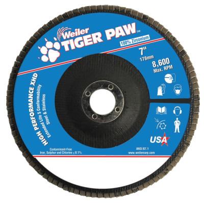 Weiler® Tiger Paw™ TY29 Coated Abrasive Flap Disc, 6 in, 80 Grit, 5/8 in-11 Hub Arbor, 51181