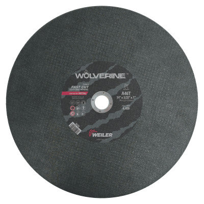 Weiler® Wolverine™ AO Type 1 Chop Saw Large Cutting Wheel, 14 in dia x 3/32 in, 1 in Arbor Hole, A46T, 56240