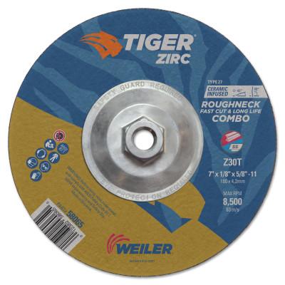 Weiler® 7 in X 3/32 in Tiger Mechanized Pipeliner, Z30T, Type 27, 5/8 in -11 Nut, 58068