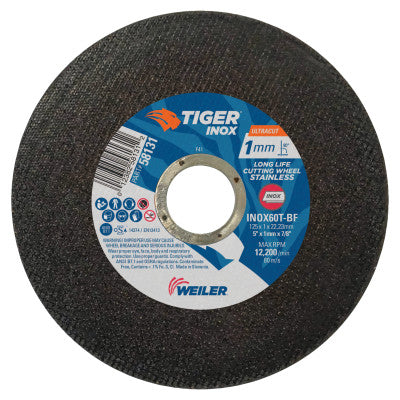 Weiler® Aluminum Combo Wheels, 5 in Dia., 7/8 in Arbor, Type 27, 24 Grit, Alum. Oxide, 58227