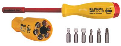Wiha® Tools Stubby Bit Holder Slotted/Phillips/Pozidriv Sets, 6 Piece, 38043
