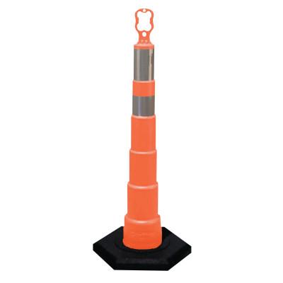 Cortina Grip N Go Channelizer Cones, 42 in, 1-4" & 1-6" HI Collars, Polyethylene, Orange, 03-750-64HI