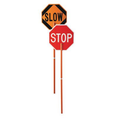 Cortina Safety Paddle, Silk-Screened Plastic, 81" Hndl, STOP/SLOW, Red/White/Orange/Blk, 03-827P