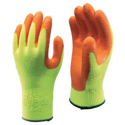 SHOWA® Hi-Viz Latex Coated Gloves, Large, Fluorescent Yellow/Orange, 317L-09