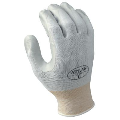 SHOWA® Atlas Assembly Grip 370W Nitrile-Coated Gloves, Large, Gray/White, 370WL-08